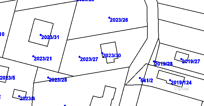 Parcela st. 2023/30 v KÚ Paskov, Katastrální mapa