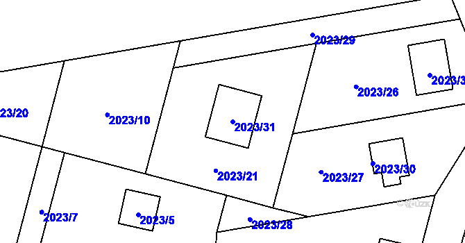 Parcela st. 2023/31 v KÚ Paskov, Katastrální mapa