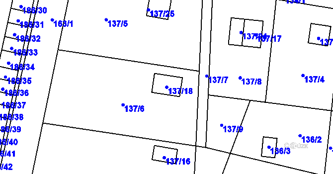 Parcela st. 137/18 v KÚ Paskov, Katastrální mapa