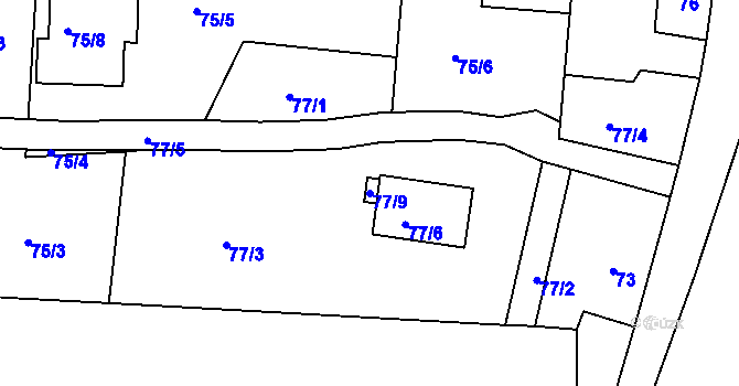 Parcela st. 77/9 v KÚ Paskov, Katastrální mapa