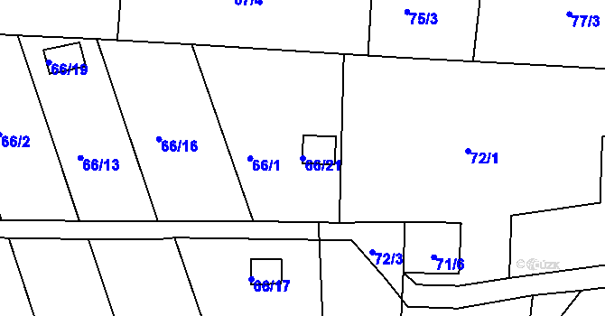 Parcela st. 66/21 v KÚ Paskov, Katastrální mapa