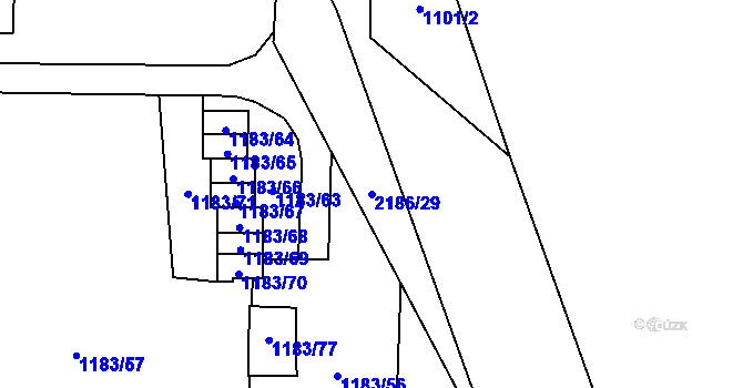 Parcela st. 2186/29 v KÚ Paskov, Katastrální mapa