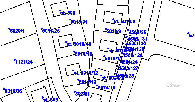 Parcela st. 5016/28 v KÚ Pasohlávky, Katastrální mapa
