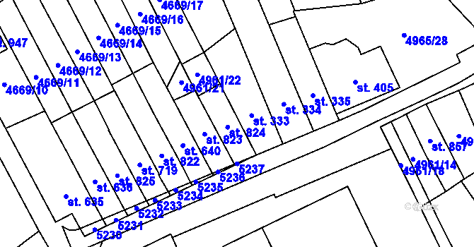 Parcela st. 824 v KÚ Pasohlávky, Katastrální mapa