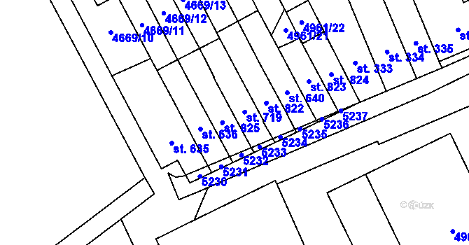 Parcela st. 825 v KÚ Pasohlávky, Katastrální mapa