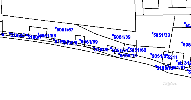 Parcela st. 5051/61 v KÚ Pasohlávky, Katastrální mapa
