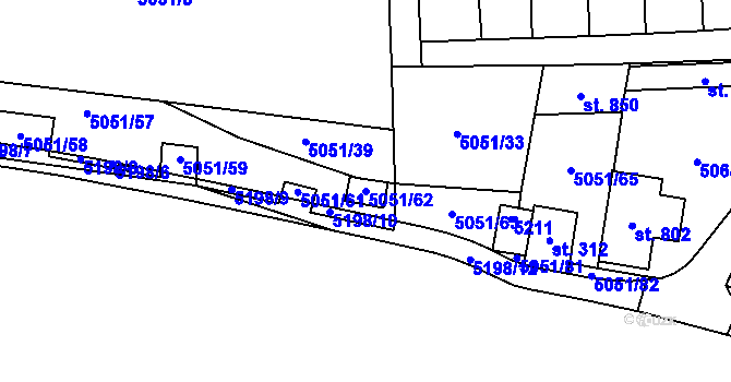 Parcela st. 5051/62 v KÚ Pasohlávky, Katastrální mapa