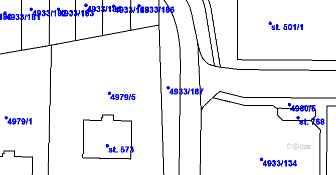 Parcela st. 4933/187 v KÚ Pasohlávky, Katastrální mapa