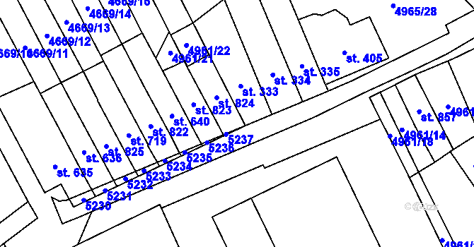 Parcela st. 4961/27 v KÚ Pasohlávky, Katastrální mapa