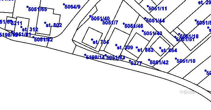 Parcela st. 5051/83 v KÚ Pasohlávky, Katastrální mapa