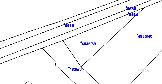 Parcela st. 4835/39 v KÚ Pasohlávky, Katastrální mapa