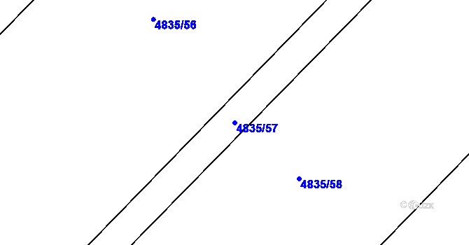 Parcela st. 4835/57 v KÚ Pasohlávky, Katastrální mapa
