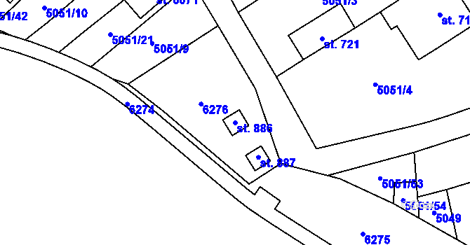 Parcela st. 886 v KÚ Pasohlávky, Katastrální mapa