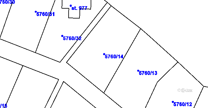 Parcela st. 5760/14 v KÚ Pasohlávky, Katastrální mapa