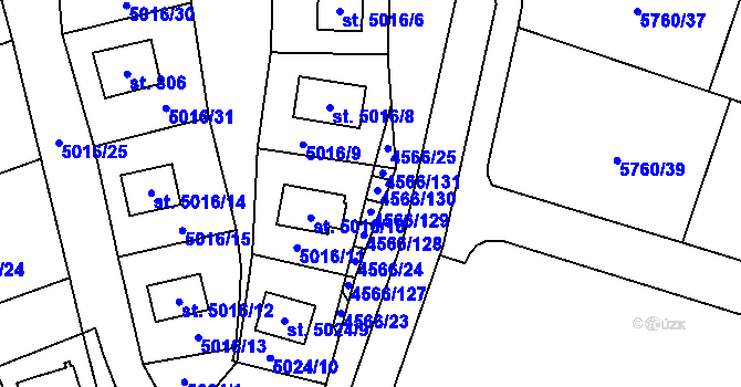 Parcela st. 4566/130 v KÚ Pasohlávky, Katastrální mapa