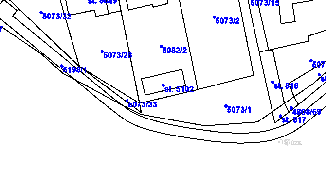 Parcela st. 5102 v KÚ Pasohlávky, Katastrální mapa