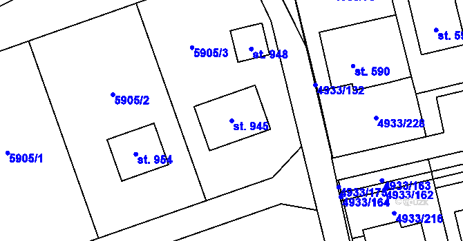 Parcela st. 945 v KÚ Pasohlávky, Katastrální mapa