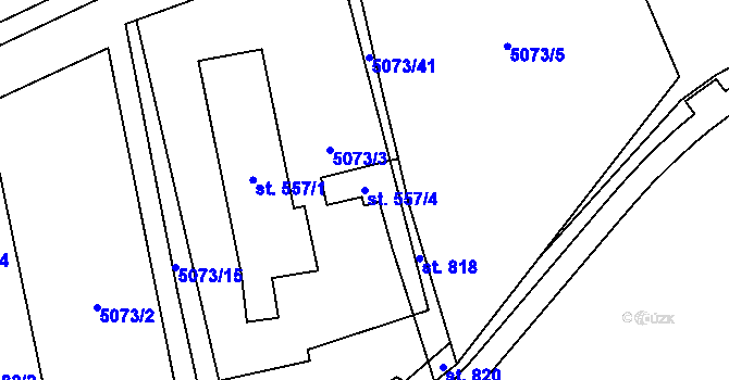 Parcela st. 557/4 v KÚ Pasohlávky, Katastrální mapa