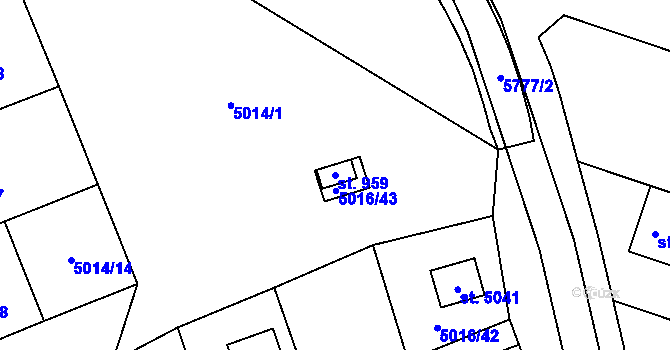 Parcela st. 959 v KÚ Pasohlávky, Katastrální mapa