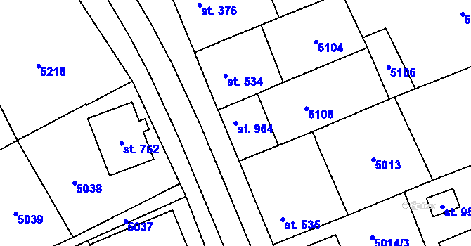 Parcela st. 964 v KÚ Pasohlávky, Katastrální mapa