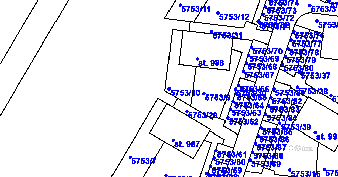 Parcela st. 5753/10 v KÚ Pasohlávky, Katastrální mapa