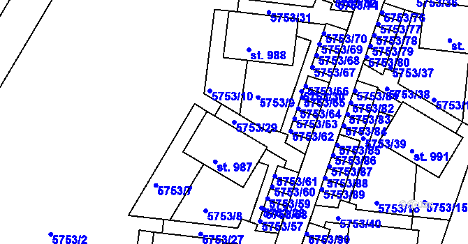 Parcela st. 5753/29 v KÚ Pasohlávky, Katastrální mapa