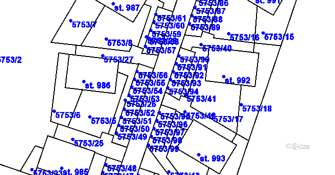 Parcela st. 5753/94 v KÚ Pasohlávky, Katastrální mapa