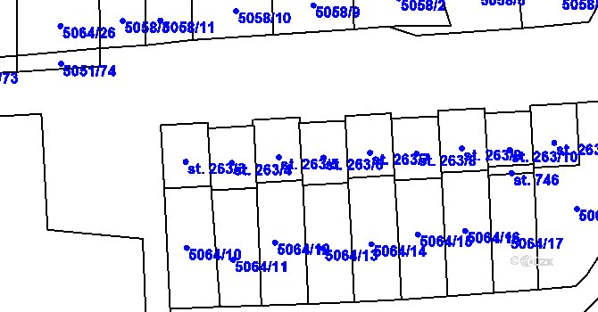 Parcela st. 263/6 v KÚ Pasohlávky, Katastrální mapa