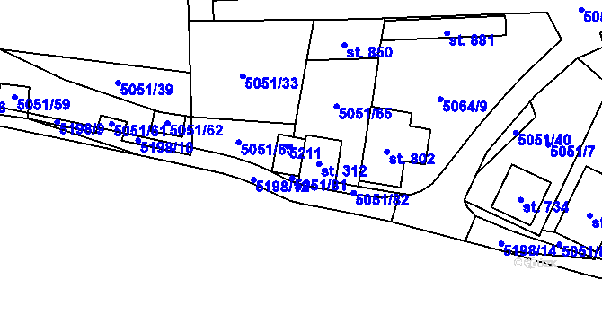 Parcela st. 312 v KÚ Pasohlávky, Katastrální mapa