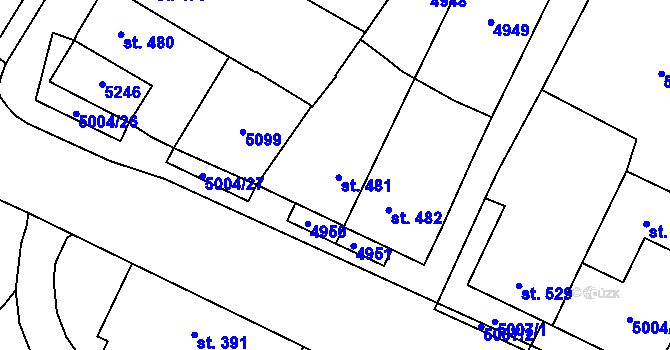 Parcela st. 481 v KÚ Pasohlávky, Katastrální mapa