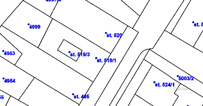 Parcela st. 519/1 v KÚ Pasohlávky, Katastrální mapa