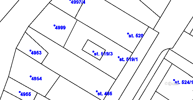 Parcela st. 519/3 v KÚ Pasohlávky, Katastrální mapa