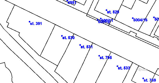 Parcela st. 531 v KÚ Pasohlávky, Katastrální mapa