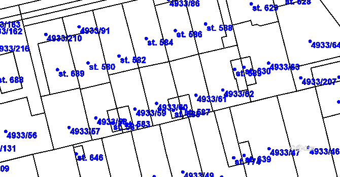 Parcela st. 587 v KÚ Pasohlávky, Katastrální mapa