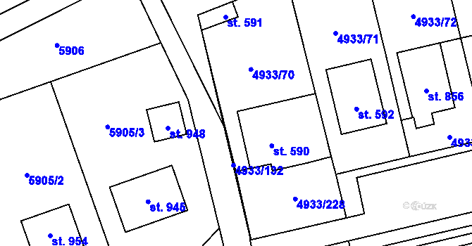 Parcela st. 590 v KÚ Pasohlávky, Katastrální mapa