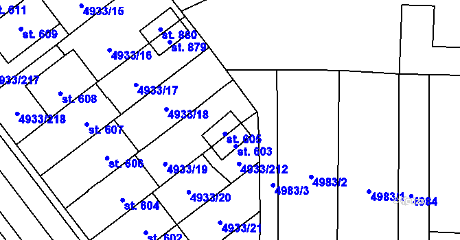 Parcela st. 603 v KÚ Pasohlávky, Katastrální mapa