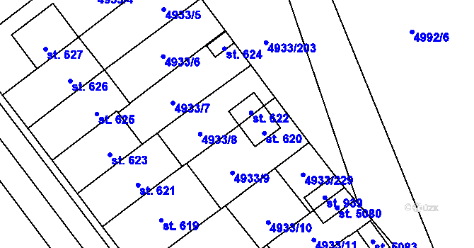 Parcela st. 620 v KÚ Pasohlávky, Katastrální mapa