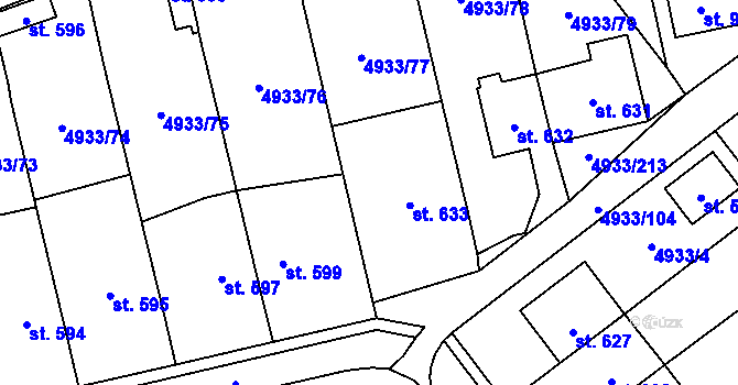 Parcela st. 633 v KÚ Pasohlávky, Katastrální mapa