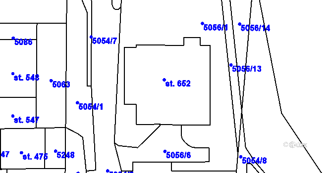 Parcela st. 652 v KÚ Pasohlávky, Katastrální mapa