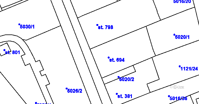 Parcela st. 694 v KÚ Pasohlávky, Katastrální mapa