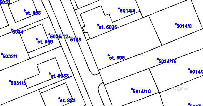 Parcela st. 695 v KÚ Pasohlávky, Katastrální mapa