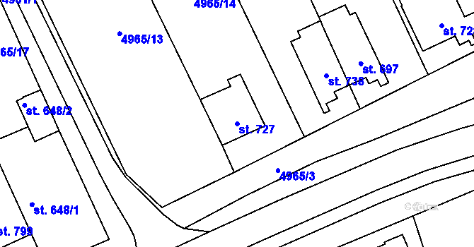 Parcela st. 727 v KÚ Pasohlávky, Katastrální mapa