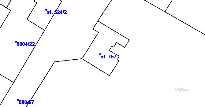 Parcela st. 757 v KÚ Pasohlávky, Katastrální mapa