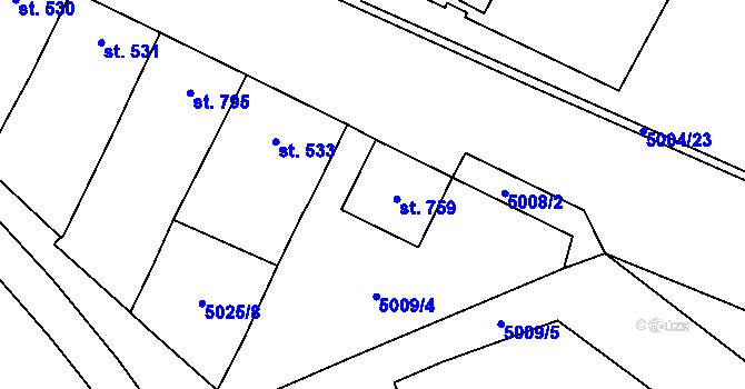 Parcela st. 759 v KÚ Pasohlávky, Katastrální mapa