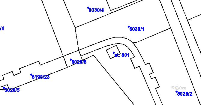 Parcela st. 801 v KÚ Pasohlávky, Katastrální mapa