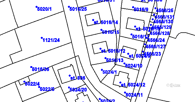 Parcela st. 5016/12 v KÚ Pasohlávky, Katastrální mapa