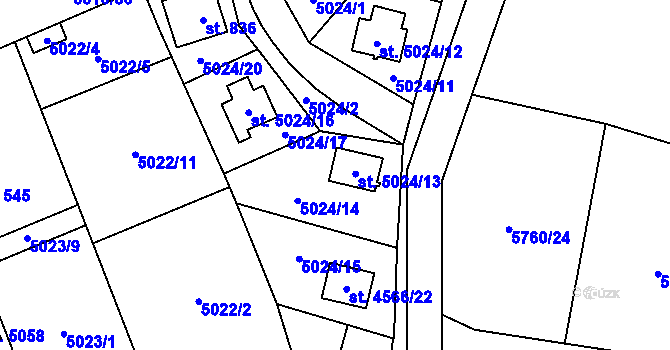 Parcela st. 5024/13 v KÚ Pasohlávky, Katastrální mapa
