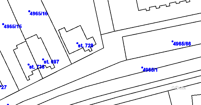 Parcela st. 4965/22 v KÚ Pasohlávky, Katastrální mapa