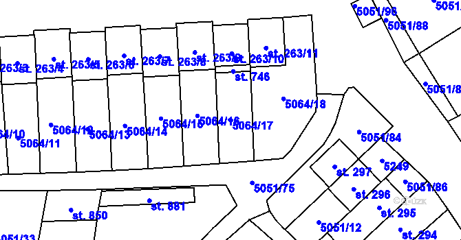 Parcela st. 5064/17 v KÚ Pasohlávky, Katastrální mapa