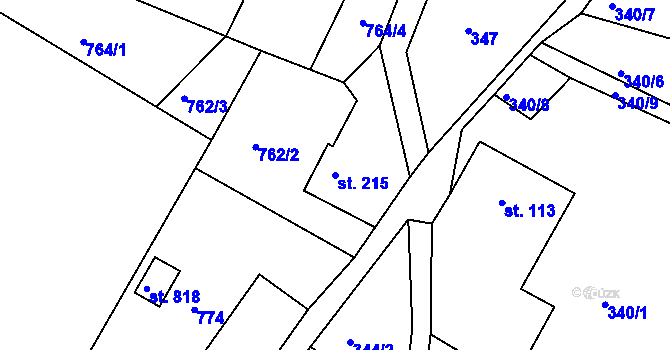 Parcela st. 215 v KÚ Pastviny u Klášterce nad Orlicí, Katastrální mapa